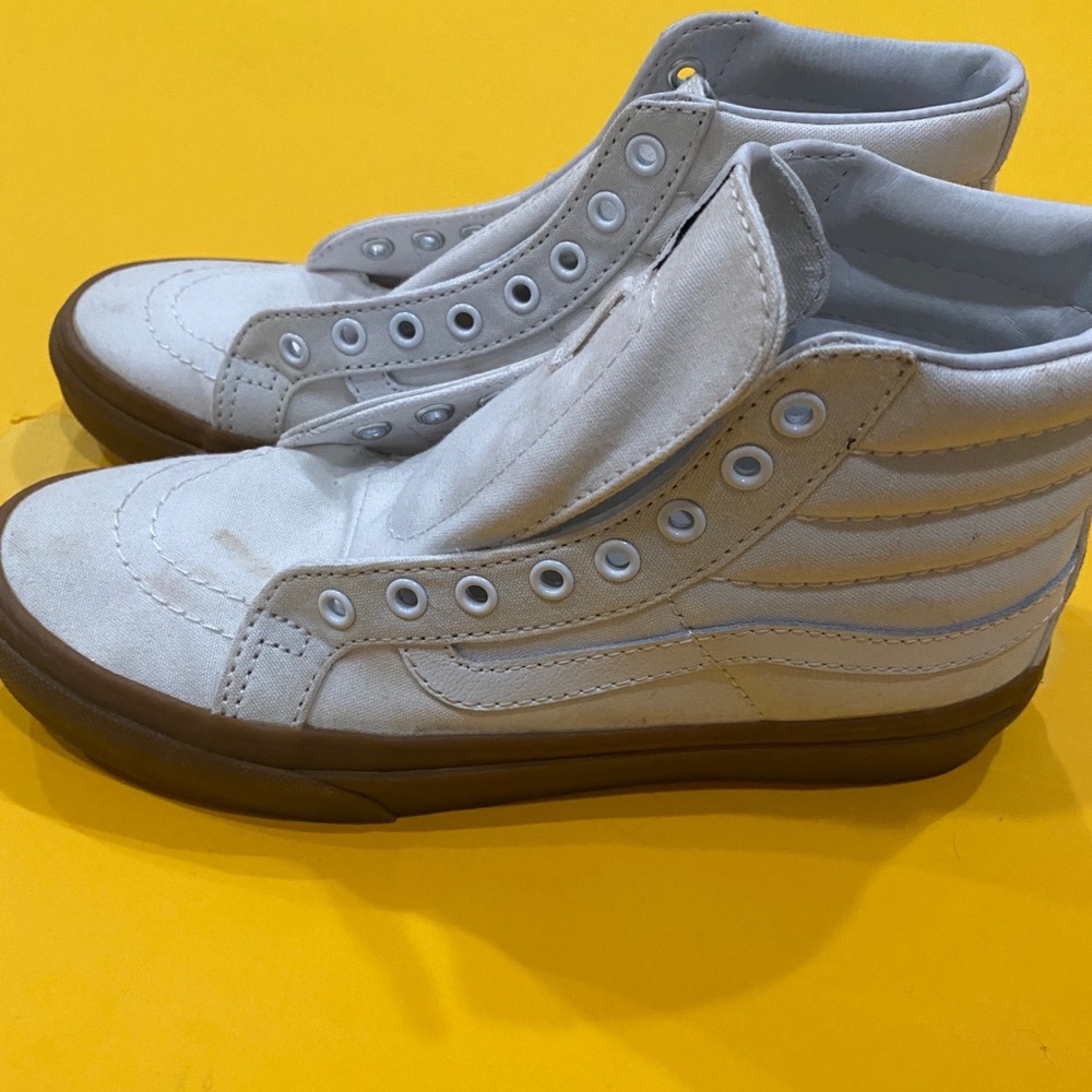 White high top canvas Vans